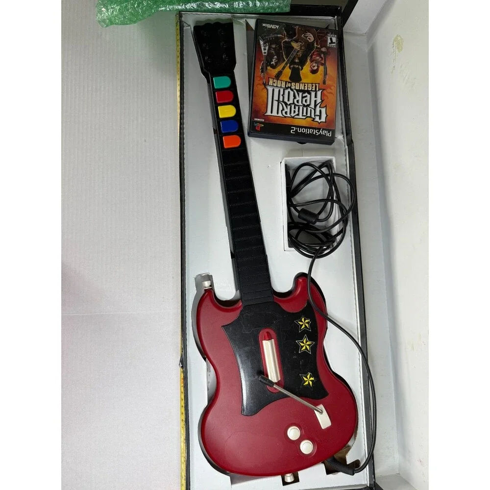Guitar Hero III Legends of Rock PS2 RedOctane Wired Guitar Controller Game Box C